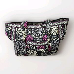 Vera Bradley Canterberry Magenta Large Tote Travel Bag Quilted Cotton Purse